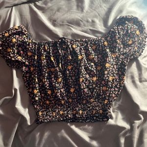 Aeropostale, size small, black with orange and pink floral print